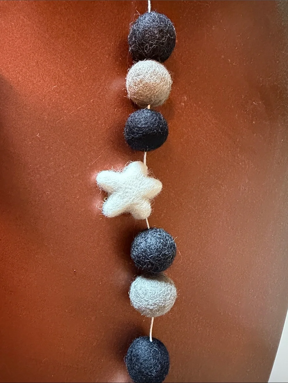 Felt Star and Ball Garland - Black, Gray & White - Kids Accessories